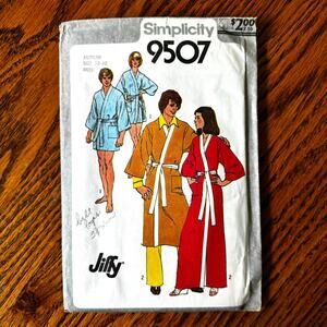 Vintage 1980s Simplicity 9507 Sewing Pattern MENS Medium Kimono Robe COMPLETE